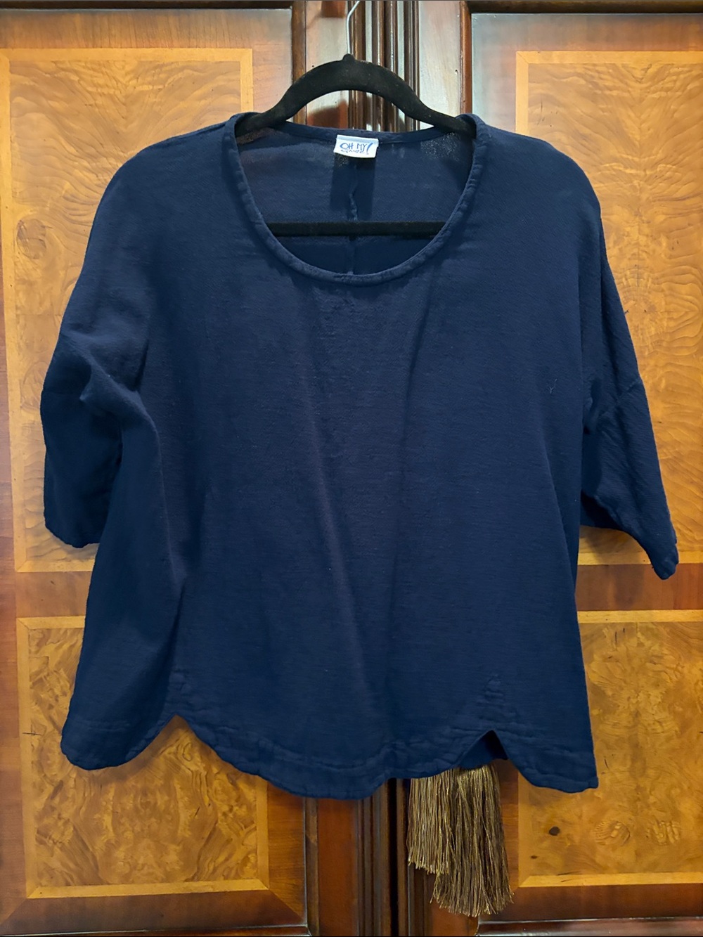 Oh My Gauze! Navy Relaxed Scoop Neck Tunic
